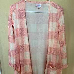 Pink checkered Caroline Cardigan